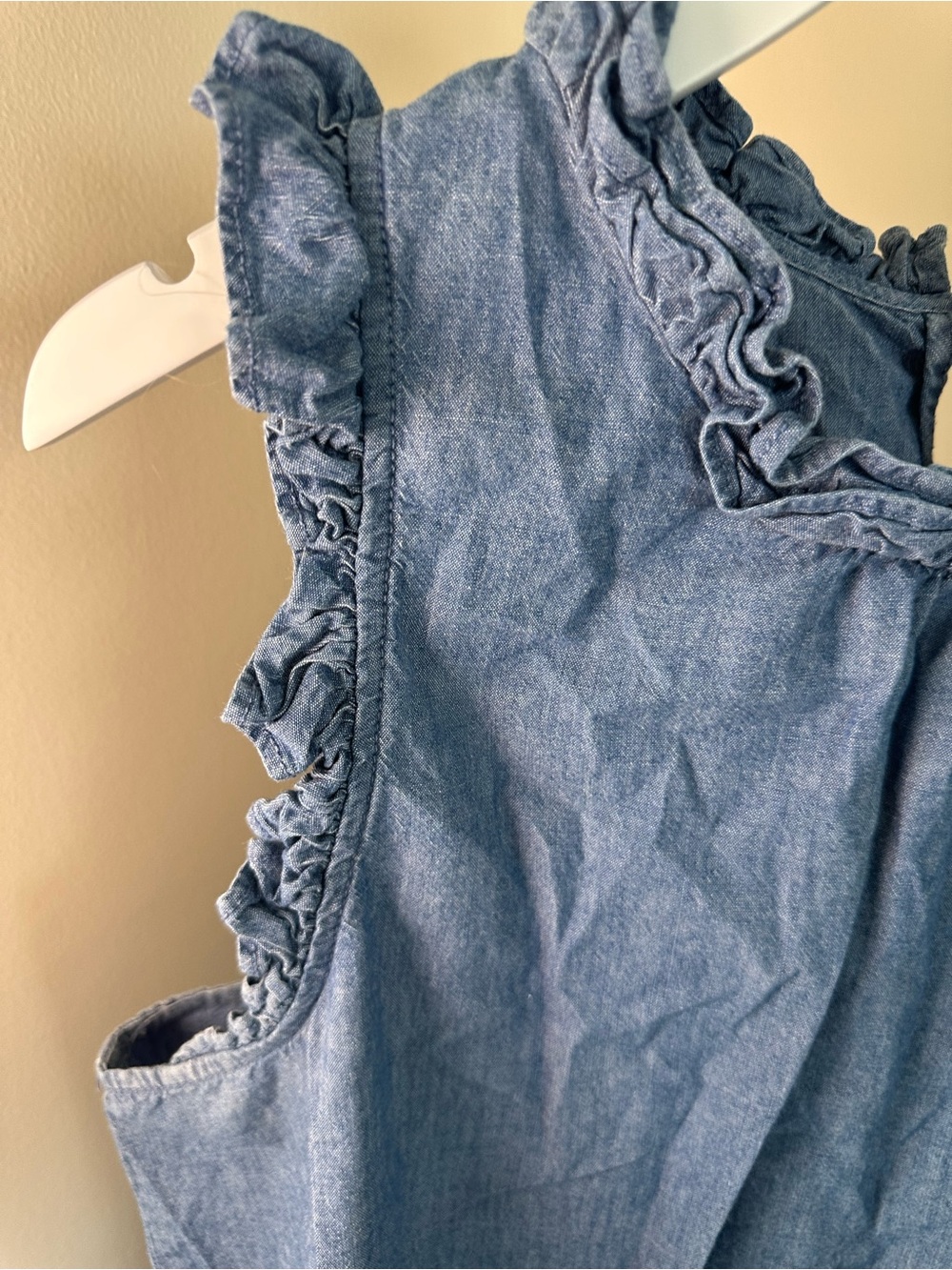 J. Crew Chambray Ruffle Sleeveless Top in Light Blue - Picture 6 of 8